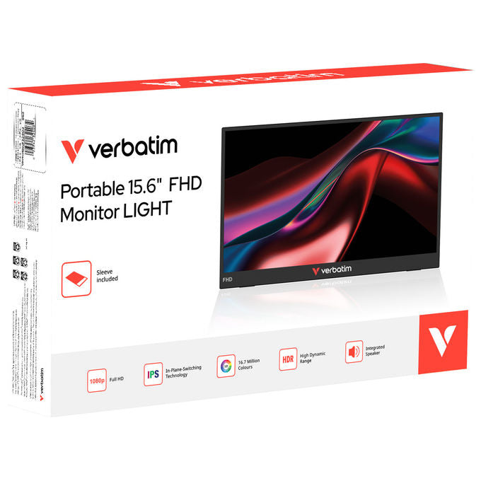 Verbatim 32401 Monitor Portatile 15.6'' Full HD IPS USB-C Mini HDMI AMD FreeSync HDR colore Nero