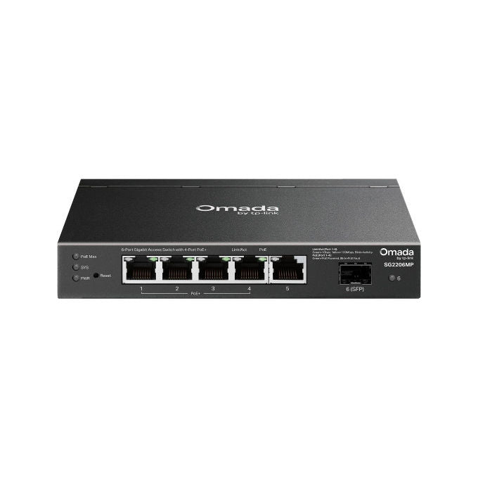 TP-Link SG2206MP Omada Switch L2 Gigabit Ethernet 6 Porte 5x RJ-45 4x PoE+ 1x SFP 63 W 12 Gbit-s