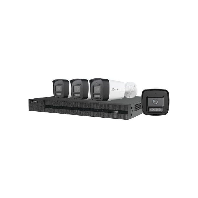 Ezviz CS-BN4884 Kit Videosorveglianza PoE 4K NVR 8 Canali 4 Telecamere H3K 8MP Visione Notturna a Colori IP67 colore Bianco