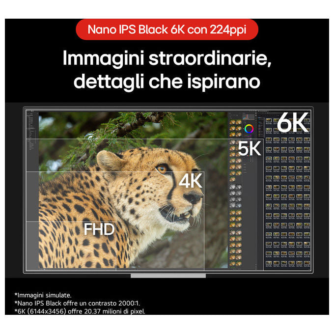LG 32U990A UltraFine EVO Monitor PC 32'' 6K Nano IPS Black Thunderbolt 5 HDR600 Adobe RGB 99,5% DCI-P3 98% colore Grigio