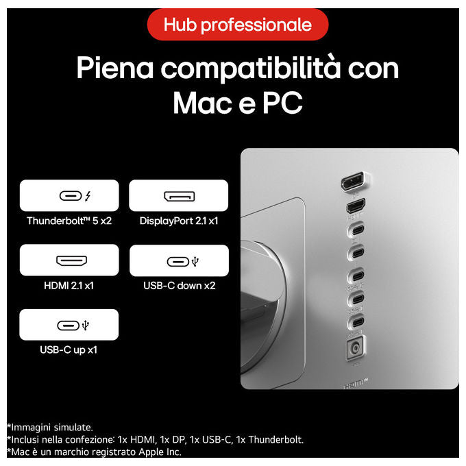 LG 32U990A UltraFine EVO Monitor PC 32'' 6K Nano IPS Black Thunderbolt 5 HDR600 Adobe RGB 99,5% DCI-P3 98% colore Grigio