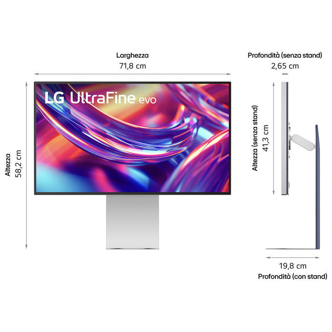 LG 32U990A UltraFine EVO Monitor PC 32'' 6K Nano IPS Black Thunderbolt 5 HDR600 Adobe RGB 99,5% DCI-P3 98% colore Grigio