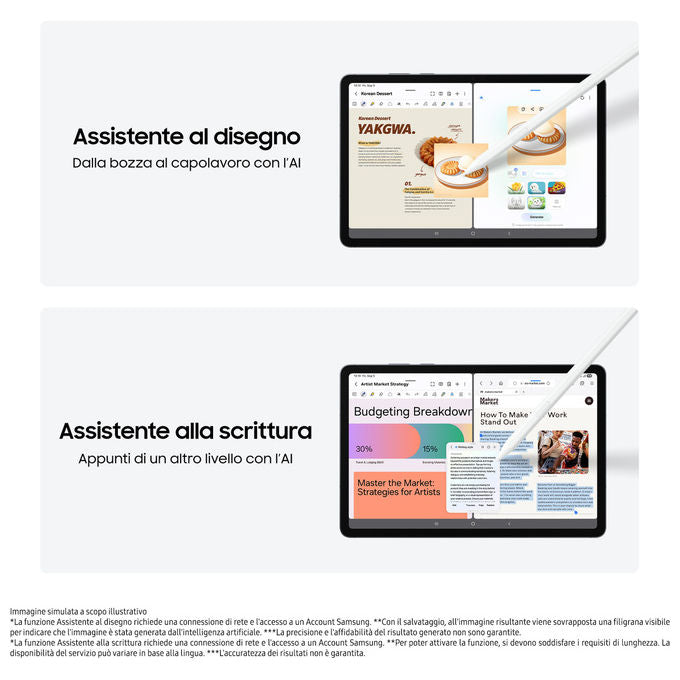 Samsung SM-X730NZAREUE Galaxy Tab S11 Tablet Android Wi-Fi 11'' RAM 12GB 128GB S Pen Dynamic AMOLED 2X IP68 colore Grigio