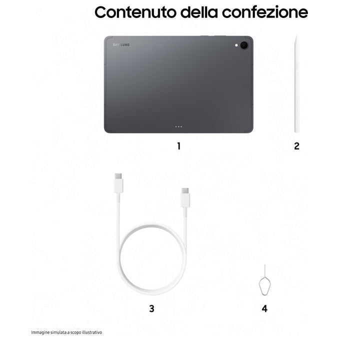 Samsung SM-X730NZAREUE Galaxy Tab S11 Tablet Android Wi-Fi 11'' RAM 12GB 128GB S Pen Dynamic AMOLED 2X IP68 colore Grigio