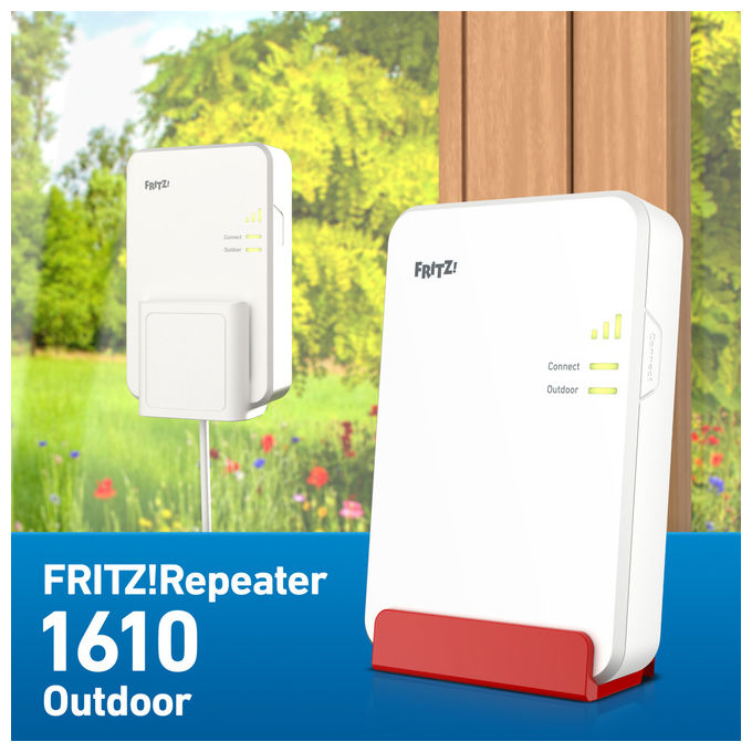 FRITZ! FRITZ!REPEATER 1610 OUTDOOR Ripetitore di Rete Wi-Fi 6 Dual-Band 3000 Mbit-s PoE+ IP54 Mesh colore Bianco