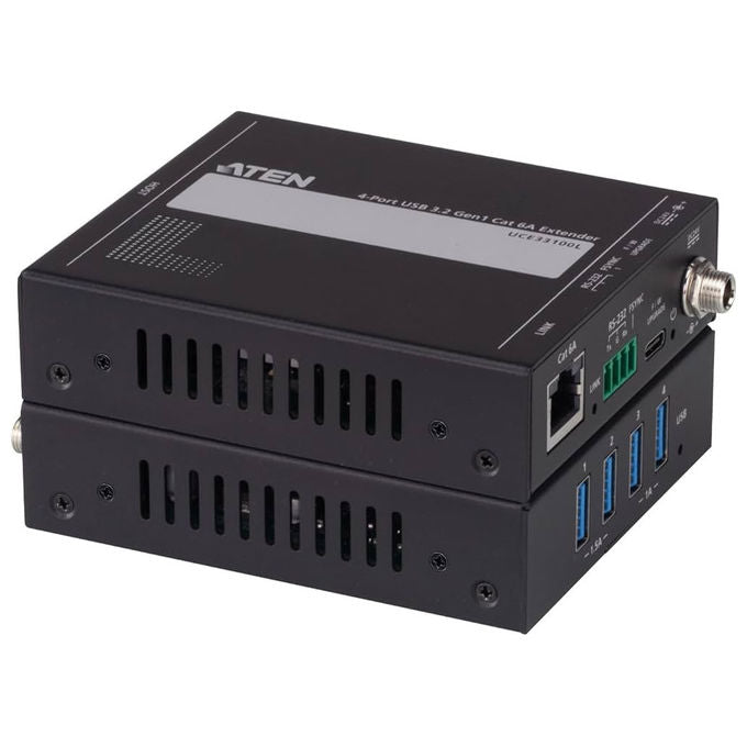 Aten UCE33100 Extender USB 3.2 Gen 1 4 Porte Cat 6A 100 m 5 Gbps Plug and Play RS-232 FSYNC colore Nero