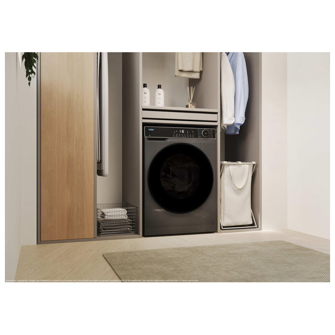 Haier HWD80BP14357GTIT X Series 5 Lavasciuga Slim 8-5 Kg 1400 rpm Classe A Wi-Fi AI PowerDrive Vapore (85x59,5x50,7 cm) colore Antracite