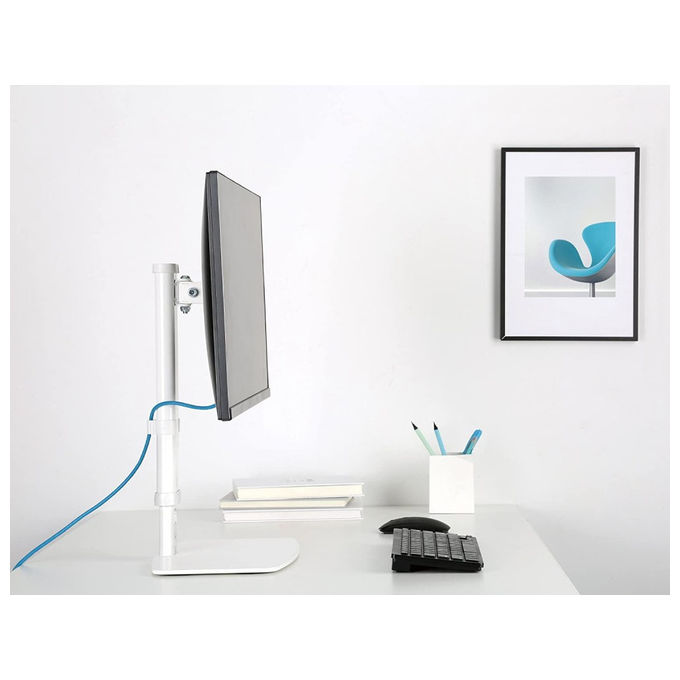 Techly ICA-LCD 260 Supporto Monitor da Scrivania 17'' 27'' VESA 75x75 100x100 Regolazione Altezza 6 Kg colore Bianco