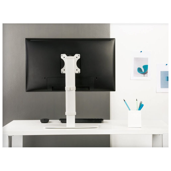 Techly ICA-LCD 260 Supporto Monitor da Scrivania 17'' 27'' VESA 75x75 100x100 Regolazione Altezza 6 Kg colore Bianco