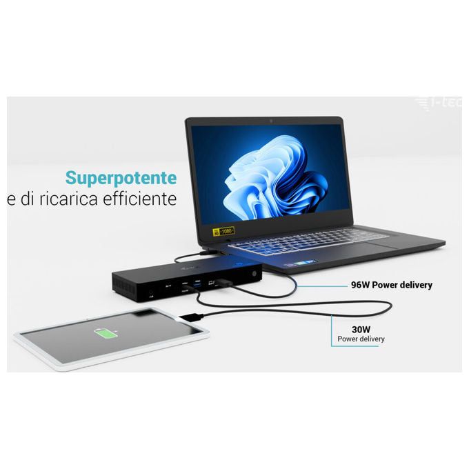 I-tec TB4TRIPLEDOCKPDIT Docking Station Thunderbolt 4 Triple Display Power Delivery 96W LAN 2.5G USB-C colore Nero