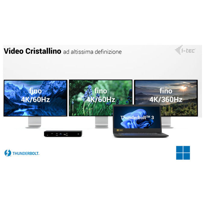 I-tec TB4TRIPLEDOCKPDIT Docking Station Thunderbolt 4 Triple Display Power Delivery 96W LAN 2.5G USB-C colore Nero