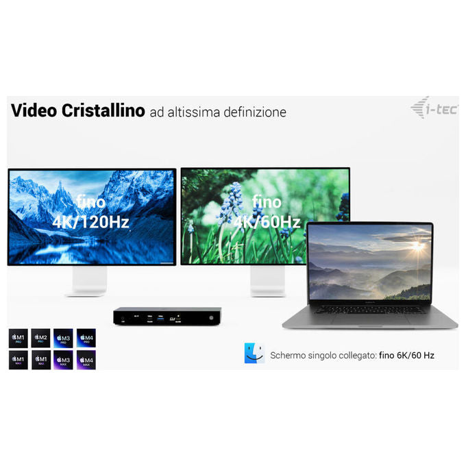 I-tec TB4TRIPLEDOCKPDIT Docking Station Thunderbolt 4 Triple Display Power Delivery 96W LAN 2.5G USB-C colore Nero