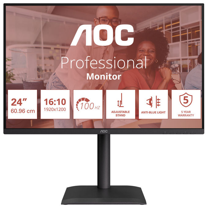 AOC X24E4U Monitor PC 24'' IPS WUXGA 1920x1200 100Hz 4ms Hub USB 3.2 VESA colore Nero