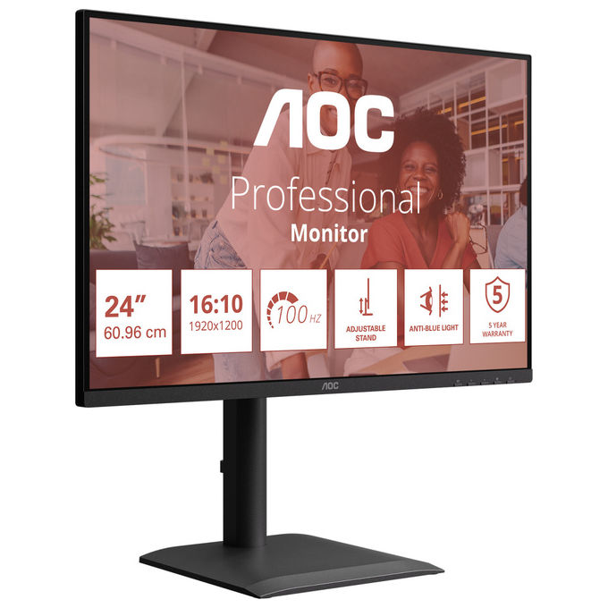 AOC X24E4U Monitor PC 24'' IPS WUXGA 1920x1200 100Hz 4ms Hub USB 3.2 VESA colore Nero