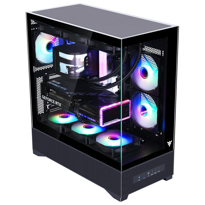 Itek ITGCASB37B SHOWBUI 37B Case Gaming Tower ATX 3x120mm ARGB Fan USB Type-C Vetro Temperato colore Nero