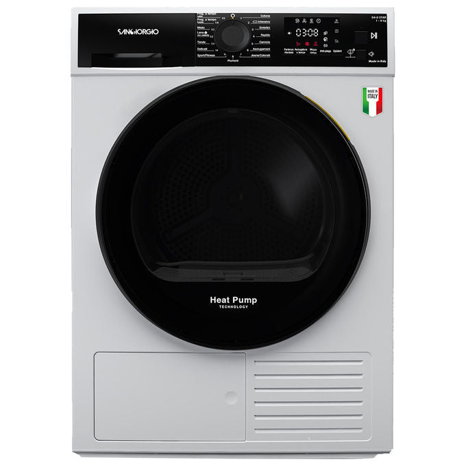 SanGiorgio SDR9-T Asciugatrice Pompa di Calore 9 Kg Classe C Inverter R290 15 Programmi (84.4x59.6x63 cm) colore Bianco
