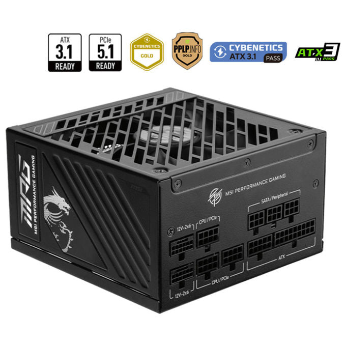 MSI MPG A1250GS PCIE5 Alimentatore PC ATX 1250W 80 PLUS Gold Full Modulare Semi-passivo ATX 3.1 colore Nero