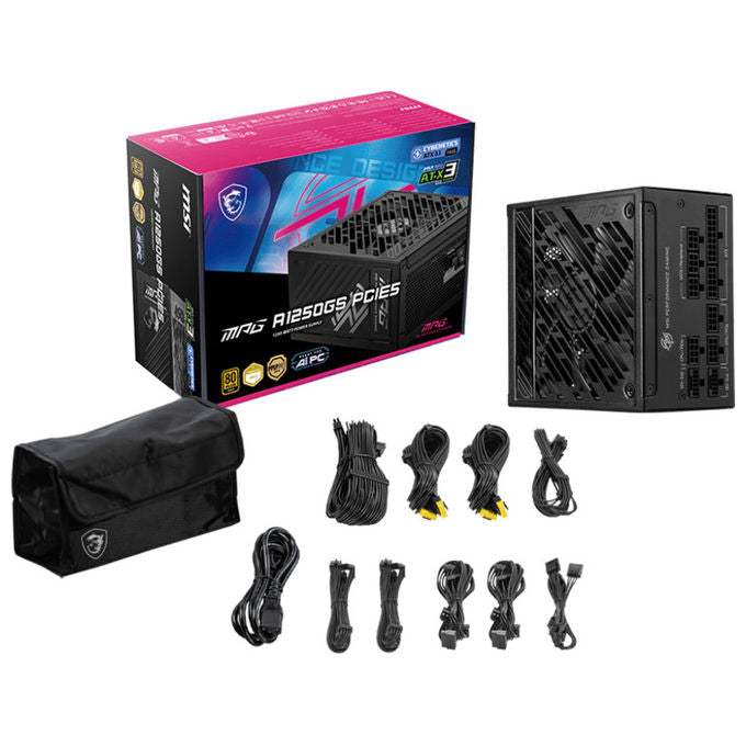 MSI MPG A1250GS PCIE5 Alimentatore PC ATX 1250W 80 PLUS Gold Full Modulare Semi-passivo ATX 3.1 colore Nero