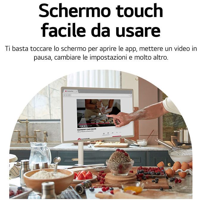 LG 27ART10AKPL StanbyME Monitor Portatile Touchscreen 27'' Full HD WebOS 22 Batteria 3h Base con Ruote colore Alluminio