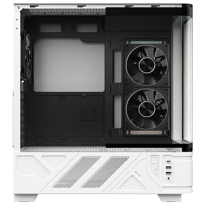 Itek ITGCANTC01 Netron Curved Case PC Tower ATX Gaming Vetro Temperato 3 Ventole ARGB Display USB Type-C colore Bianco Nero