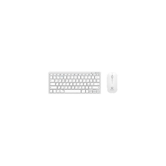 Atlantis Land P013-LK-8955-WW Kit Tastiera Mini Wireless Dual Mode RF Bluetooth QWERTY Italiano Mouse Ottico 1600 DPI 78 Tasti colore Bianco