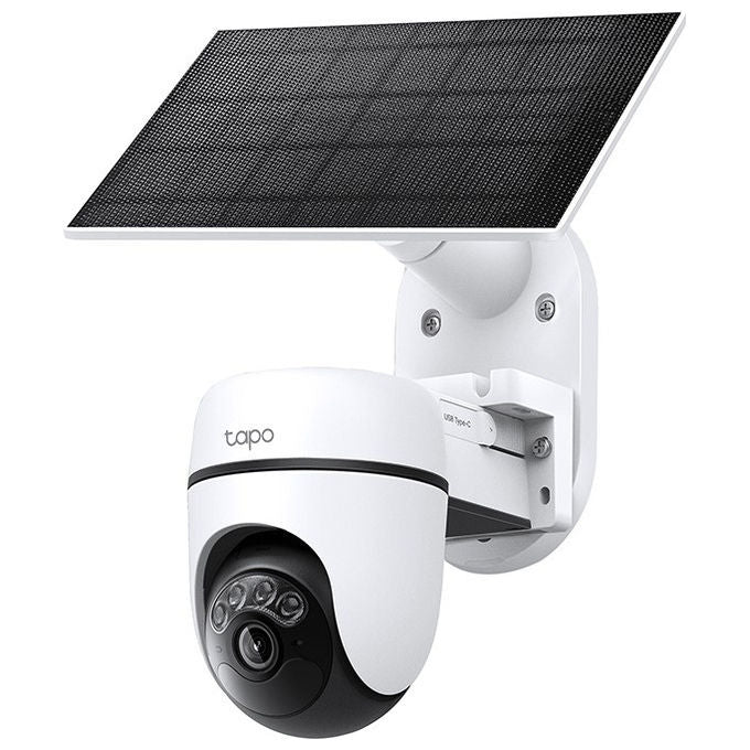 Tapo TC90KIT Telecamera IP Esterna Pan Tilt 2K 3MP 360° Wi-Fi Pannello Solare Rilevamento AI IP65 colore Bianco