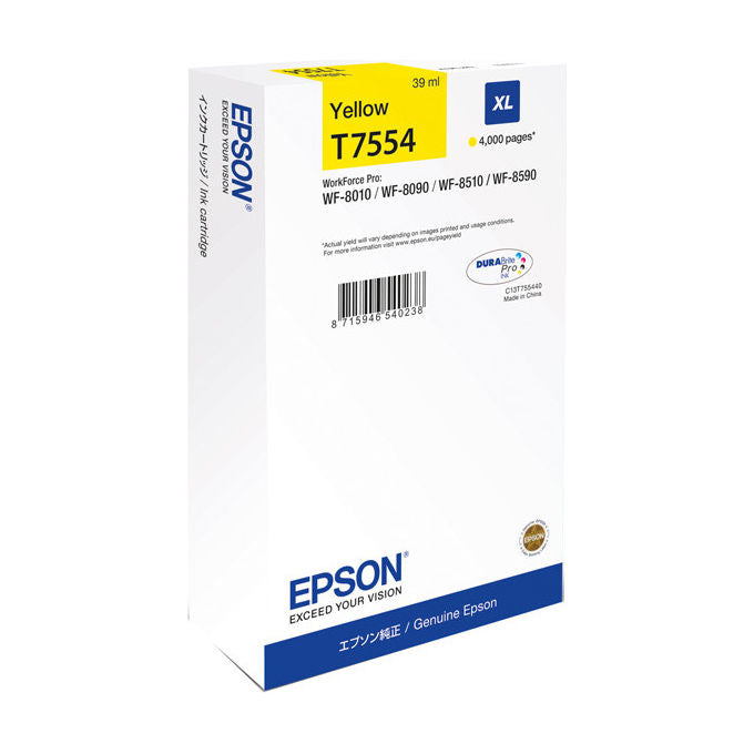 Epson C13T75544N WorkForce Pro WF-8XXX Cartuccia Inchiostro Originale XL 39 ml 4000 pagine colore Giallo