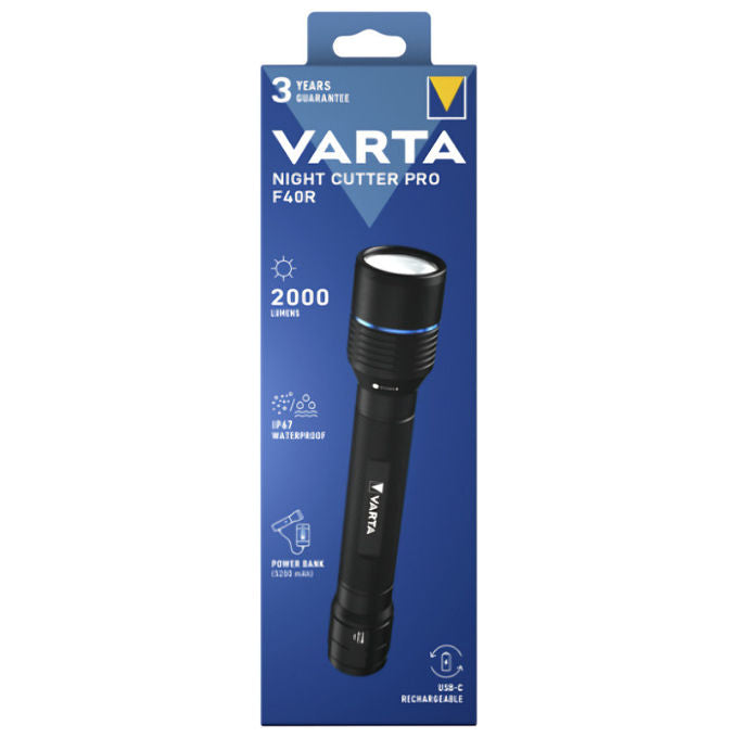 Varta 18922 Night Cutter Pro F40R Torcia LED Ricaricabile 2000 lm 350 m IP67 5200 mAh colore Nero