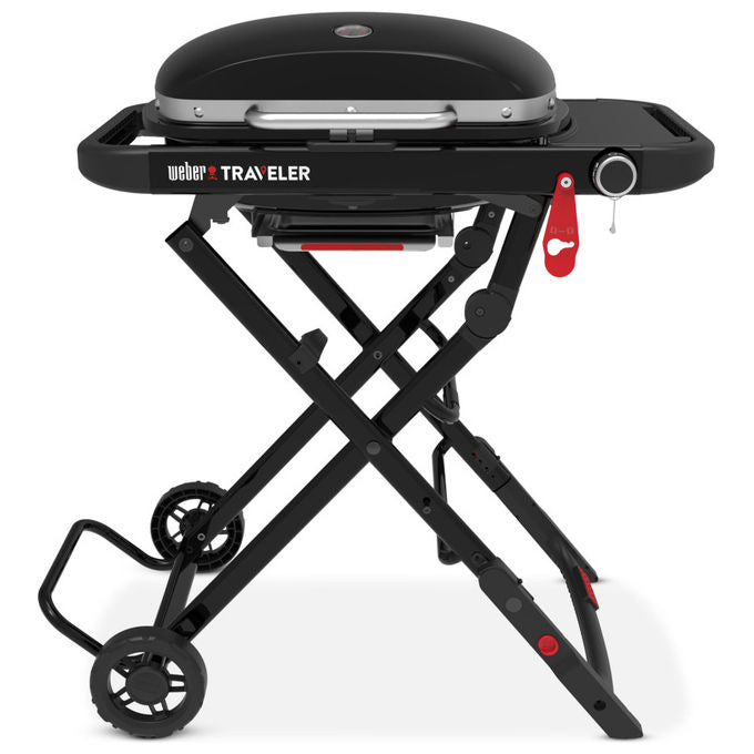 Weber 1501750 Traveler Compact Barbecue a Gas GPL Portatile Pieghevole Griglia 52x36 cm 3810 W colore Nero