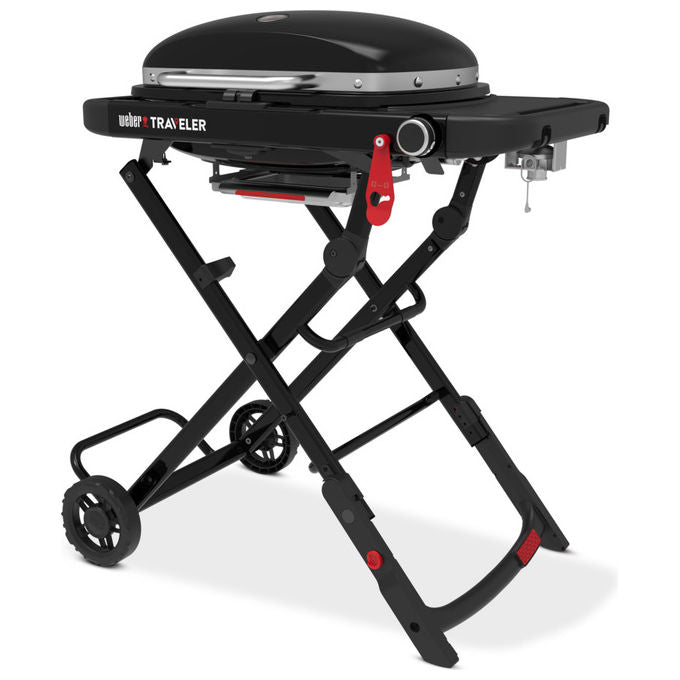 Weber 1501750 Traveler Compact Barbecue a Gas GPL Portatile Pieghevole Griglia 52x36 cm 3810 W colore Nero
