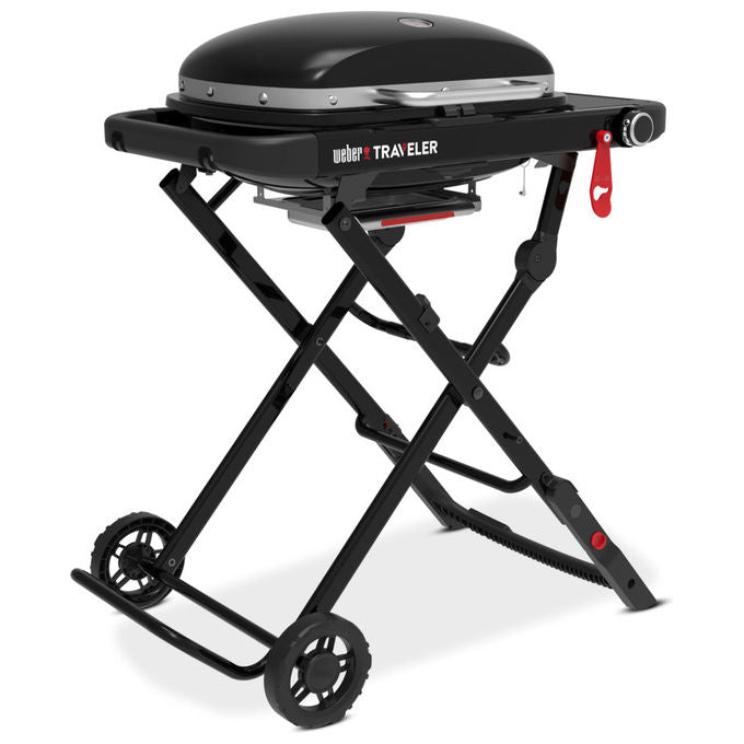 Weber 1501750 Traveler Compact Barbecue a Gas GPL Portatile Pieghevole Griglia 52x36 cm 3810 W colore Nero