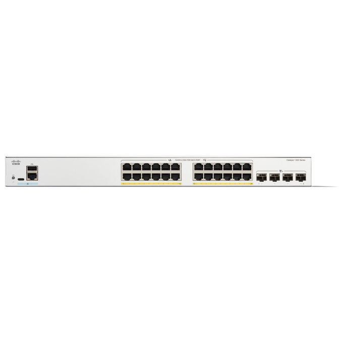 Cisco C1300-24P-4X Catalyst 1300 Switch Gestito L2 L3 24 Porte Gigabit Ethernet PoE 195W 4 Slot SFP+ 10G colore Grigio