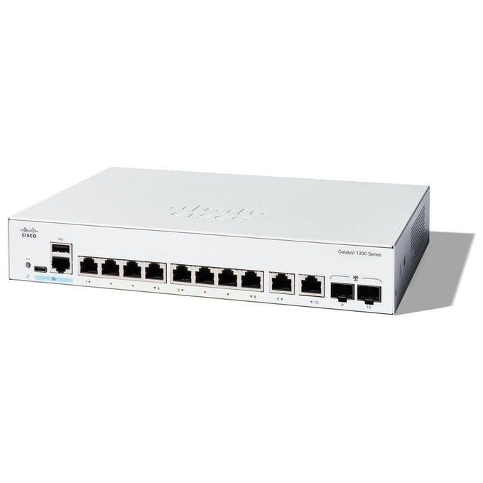 Cisco C1200-8T-E-2G Catalyst 1200 Switch Gestito L2 8 Porte Gigabit Ethernet 2 Slot SFP Combo Fanless Rack 1U colore Bianco