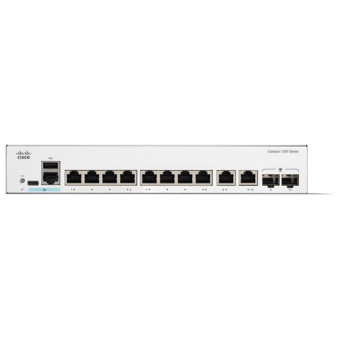 Cisco C1200-8T-E-2G Catalyst 1200 Switch Gestito L2 8 Porte Gigabit Ethernet 2 Slot SFP Combo Fanless Rack 1U colore Bianco