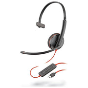 Poly S55255084 Blackwire 3210 Cuffie Mono USB-C Adattatore USB-C A Microfono Cancellazione Rumore colore Nero