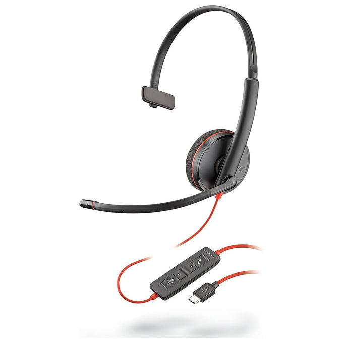 Poly S55255084 Blackwire 3210 Cuffie Mono USB-C Adattatore USB-C A Microfono Cancellazione Rumore colore Nero