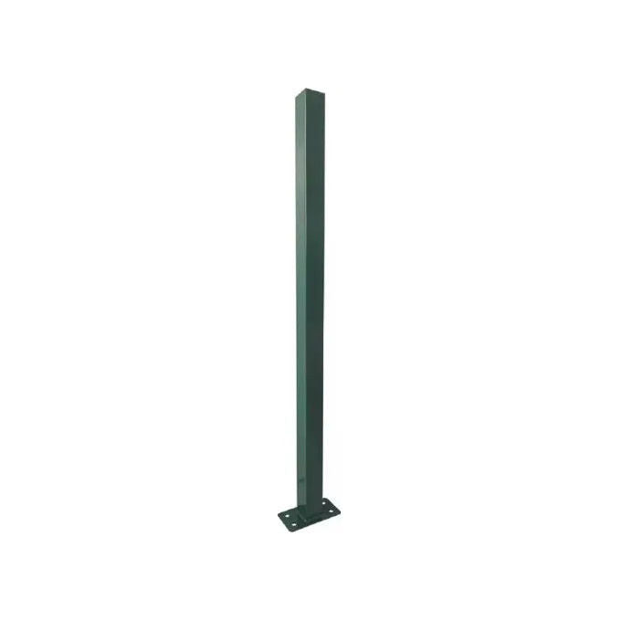 Vigor 68974 Paletto Quadro con Piastra Recinzione Acciaio 50x50 mm Altezza 150 cm Plastificato colore Verde RAL 6005