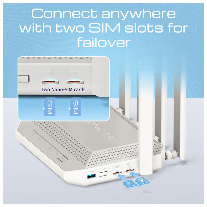 Keenetic KN-4110 Hero 5G Modem Router Wi-Fi 6 Mesh AX3000 Dual SIM 5G porta 2,5G smart switch 4 porte colore Grigio Bianco