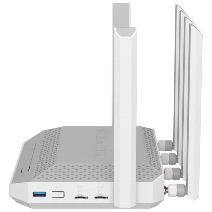Keenetic KN-4110 Hero 5G Modem Router Wi-Fi 6 Mesh AX3000 Dual SIM 5G porta 2,5G smart switch 4 porte colore Grigio Bianco