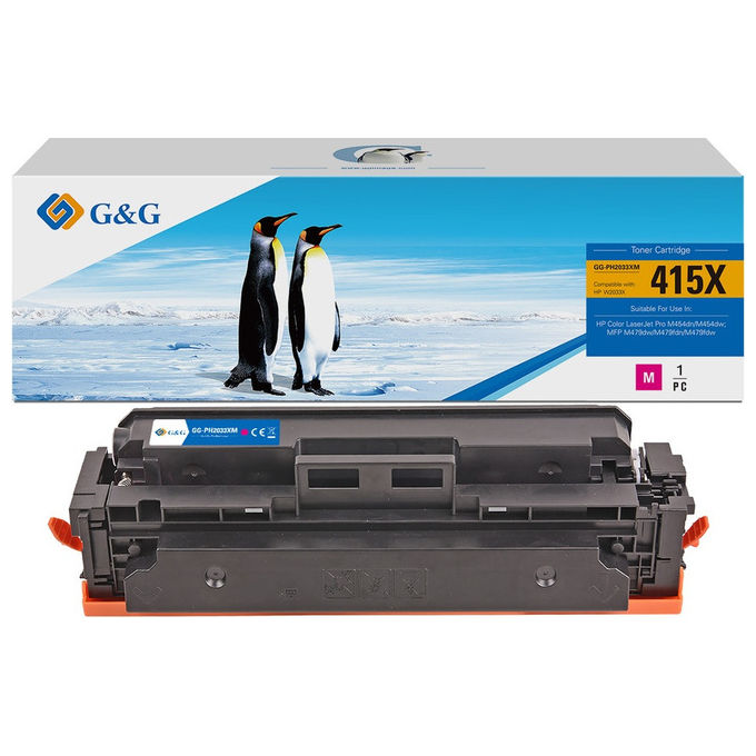 GandG W2033X Toner Compatibile HP 415X Color LaserJet Pro M454dn M454dw MFP M479dw 6000 pagine colore Magenta