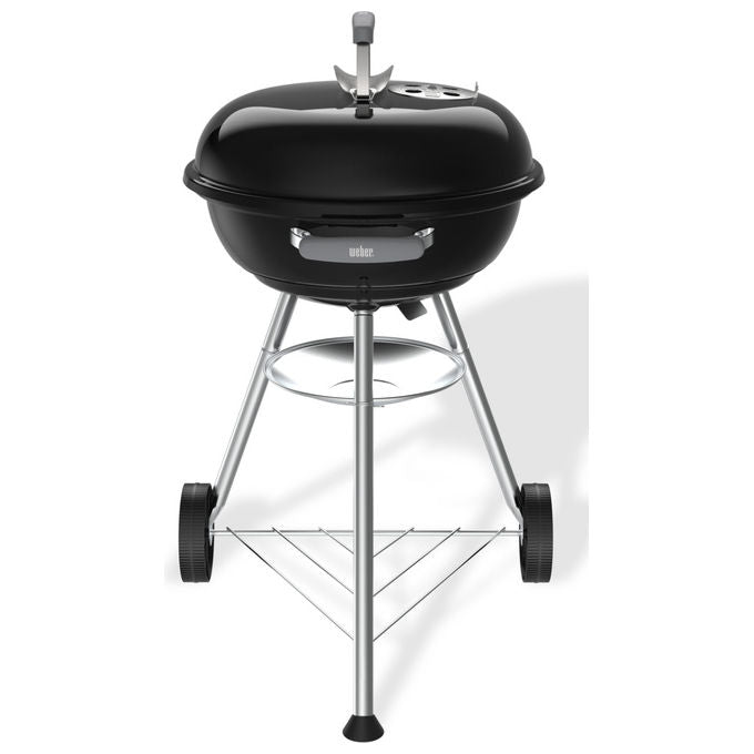 Weber 1502054 Compact Kettle Barbecue a Carbone 47 cm 1548 cm² Griglia Acciaio per 6 Persone con Ruote colore Nero