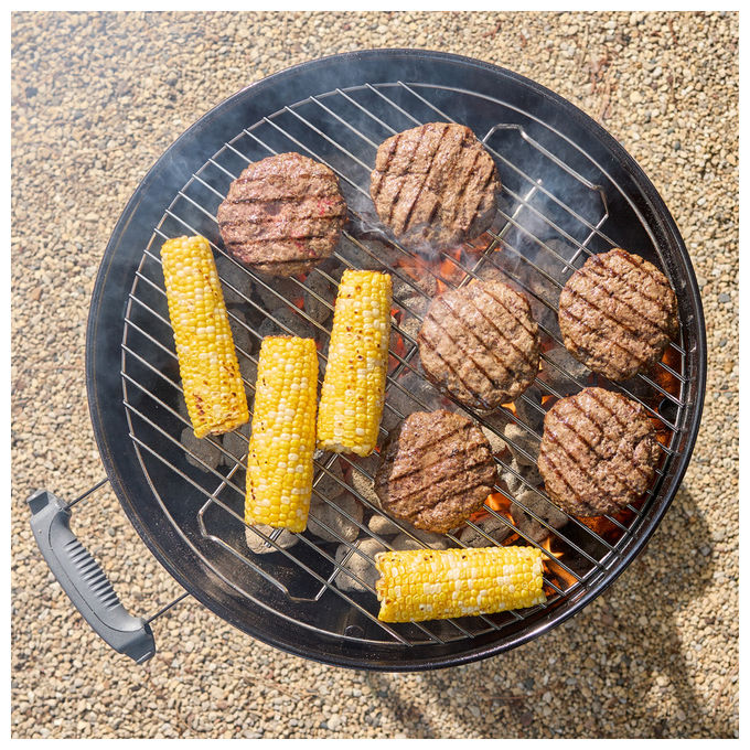 Weber 1502054 Compact Kettle Barbecue a Carbone 47 cm 1548 cm² Griglia Acciaio per 6 Persone con Ruote colore Nero