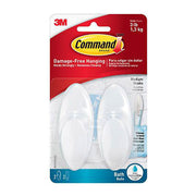 3M BATH18ES Command Ganci Adesivi per Bagno Medi Resistenti all'Acqua 1,3 Kg 2 Pezzi colore Bianco