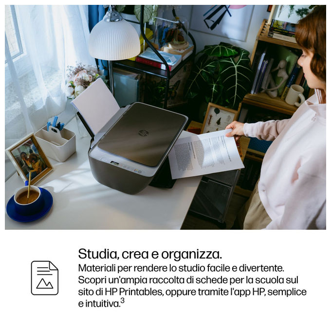 HP A24HWB DeskJet 2921 Stampante Multifunzione Inkjet All-in-One Stampa Copia Scansione Wi-Fi 4800x1200 DPI colore Grigio