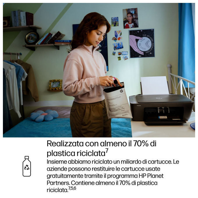 HP A24HWB DeskJet 2921 Stampante Multifunzione Inkjet All-in-One Stampa Copia Scansione Wi-Fi 4800x1200 DPI colore Grigio