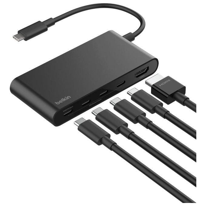 Belkin AVC021HQBK Hub USB-C 5 Porte HDMI 4K 60Hz Power Delivery 100W Trasferimento Dati 10 Gbps colore Nero