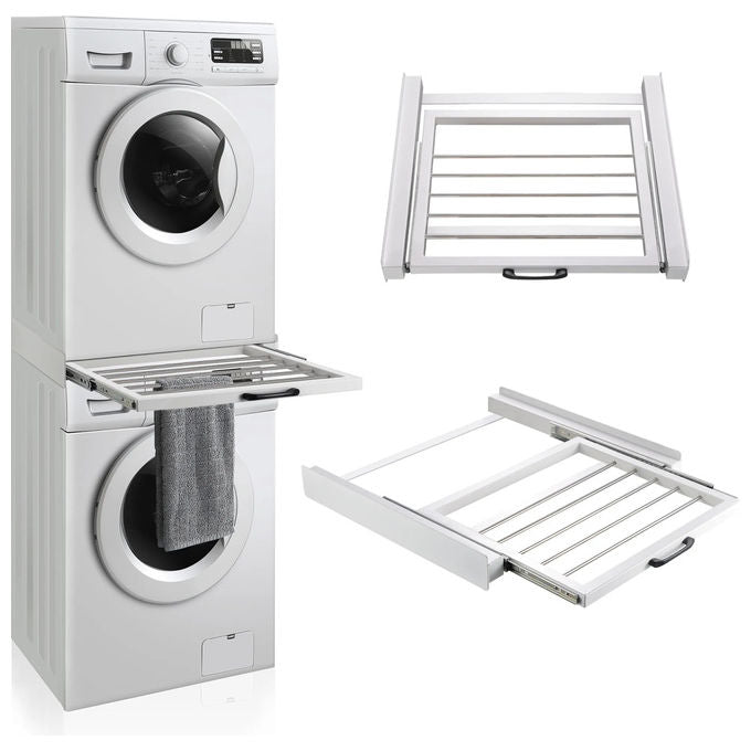 Munari LCL063BI Kit di Sovrapposizione con Ripiano Estraibile per Lavatrice e Asciugatrice Universale 60x55 cm colore Bianco
