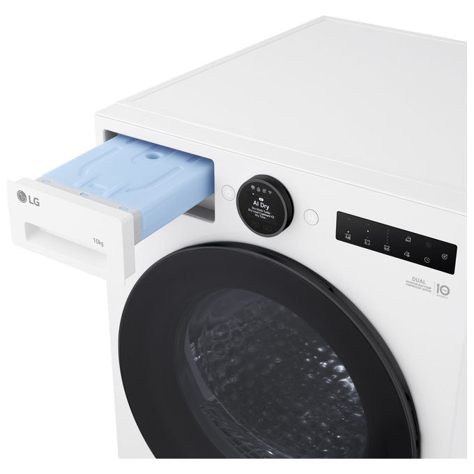 LG RHX7010TWB Serie X7 Asciugatrice Pompa di Calore 10 Kg Classe C Motore Direct Drive AI Dry Wi-Fi (85x60x66 cm) colore Bianco