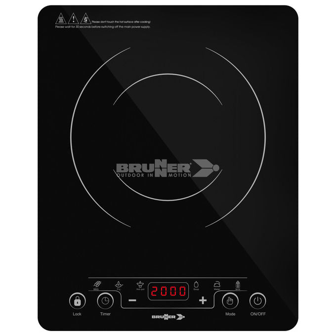 Brunner 3503 Hot Point Induction Piastra a induzione portatile Camping 2000W 9 livelli Touch Control colore Nero
