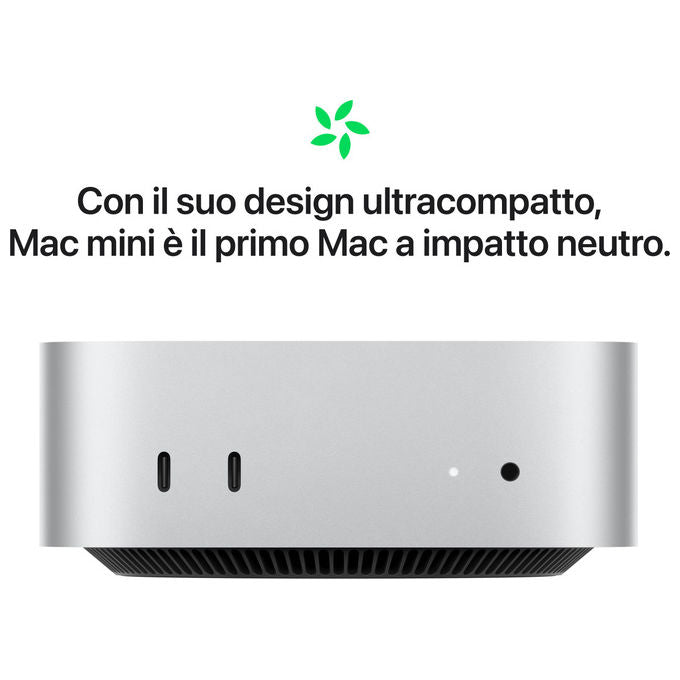 Apple MU9D3T-A Mac mini Mini PC Chip M4 10-core CPU 10-core GPU 16GB RAM 256GB SSD macOS Sequoia colore Argento